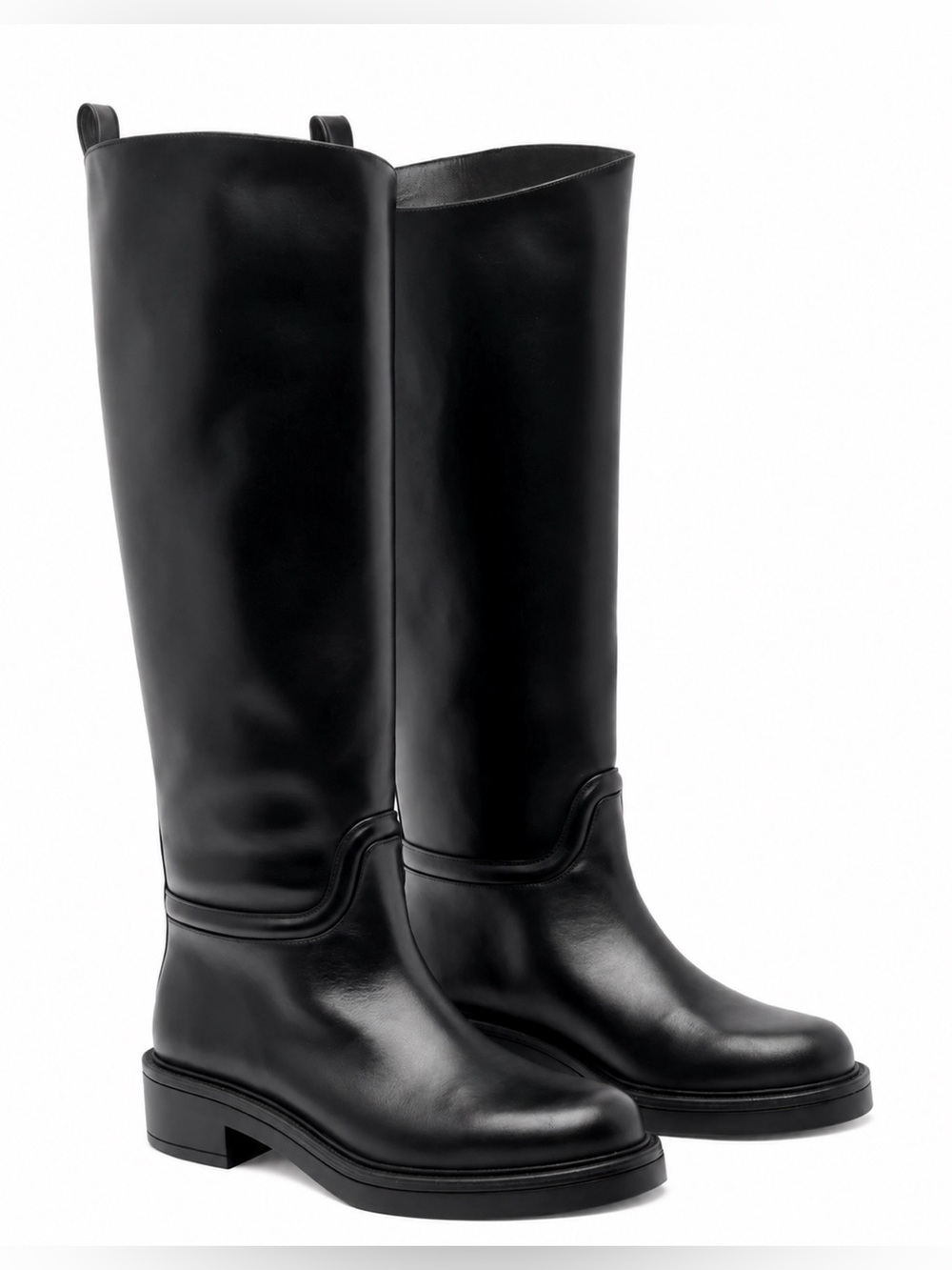 Stuart Weitzman Black Over-the-Knee Leather Riding Boots